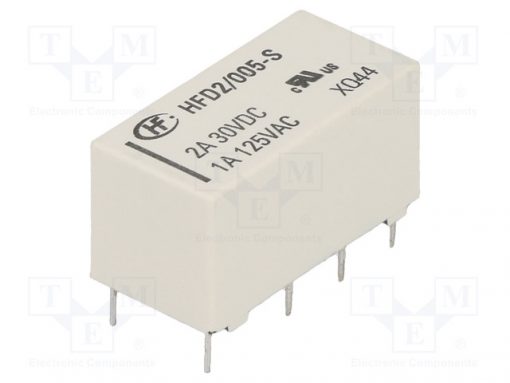 HFD2/005-S_Relay: electromagnetic; DPDT; Ucoil:5VDC; 1A/125VAC; 3A/30VDC; 3A