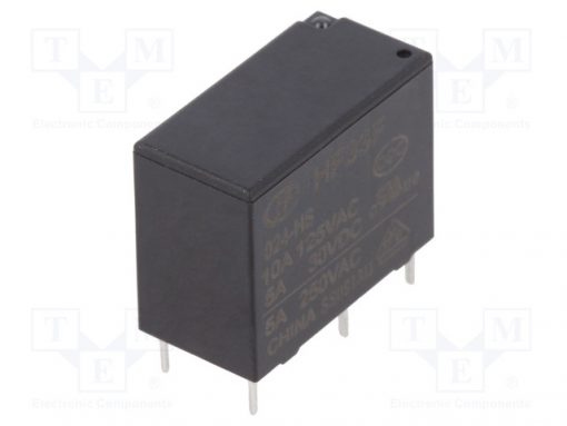 HF33F/024-HS_Relay: electromagnetic; SPST-NO; Ucoil:24VDC; 5A/250VAC; 5A/30VDC