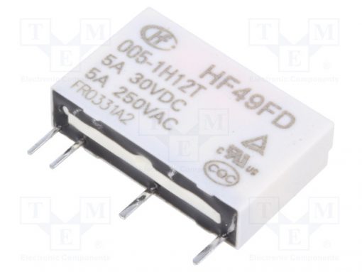 HF49FD/005-1H12T_Relay: electromagnetic; SPST-NO; Ucoil:5VDC; 5A/250VAC; 5A/30VDC