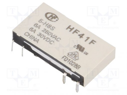 HF41F/5-H8S_Relay: electromagnetic; SPST-NO; Ucoil:5VDC; 6A/250VAC; 6A/30VDC