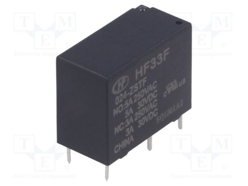 HF33F/024-ZSTF_Ρελέ: Ηλεκτρομαγνητικός; SPDT; Uπηνίου: 24VDC; 10A; 5A/250VAC; PCB