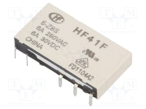 HF41F/5-Z8S_Ρελέ: Ηλεκτρομαγνητικός; SPDT; Uπηνίου: 5VDC; 6A; 6A/250VAC; PCB