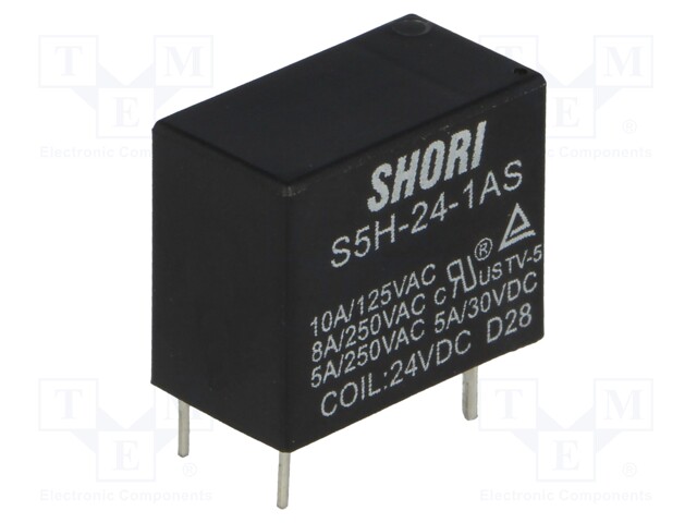 S5H-24-1AS_Ρελέ: Ηλεκτρομαγνητικός; SPST-NO; Uπηνίου: 24VDC; Iεπαφών max: 8A